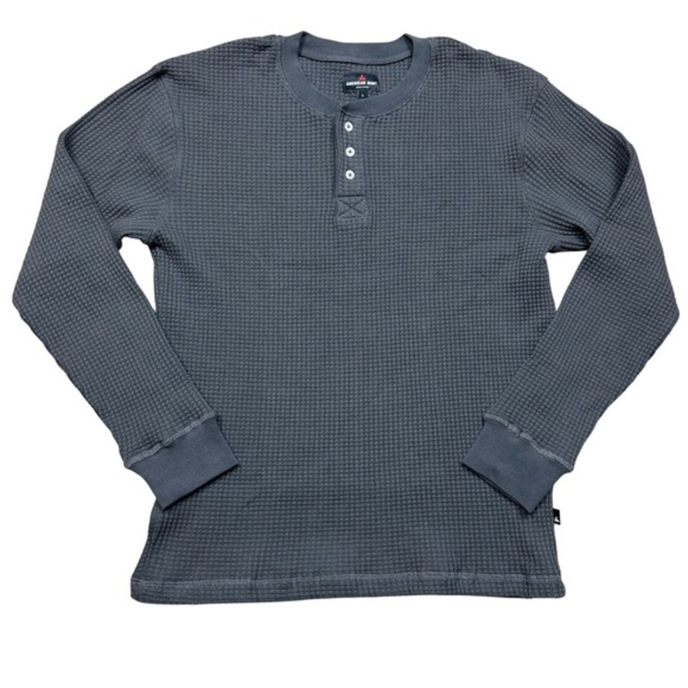 NWOT American Giant Men's‎ Waffle Long Sleeve Henley Shirt Dark Gray  L